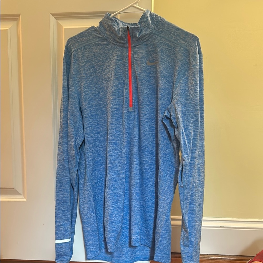 Nike Blue Heathered Running Element Quarter-Zip Pullover